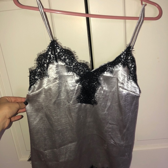 silver silk and lace cami - Picture 2 of 3